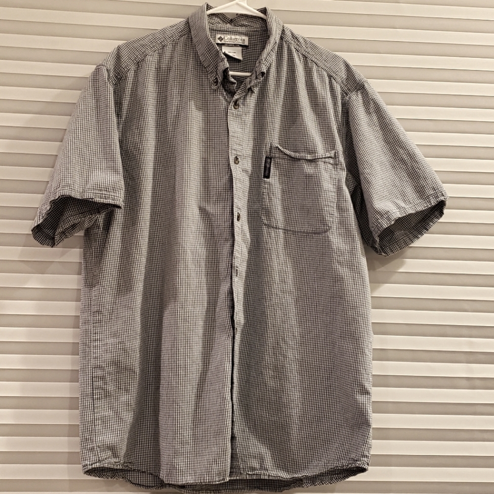 Mens Columbia Short sleeve button up shirt  brand blue checked XXL